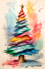Albero di Natale stilizzato e coloratissimo - obrazy, fototapety, plakaty