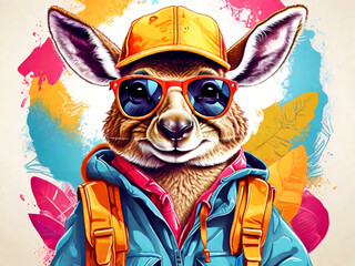 Fototapeta premium Poster colorato di un canguro