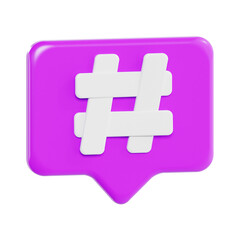 Obraz premium 3d hashtag, marketing and seo 3d icon set, high quality render, transparent background
