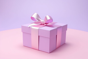 Fototapeta premium top view pink gift box on the pink background with copy space