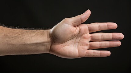 Human hand reaches forward