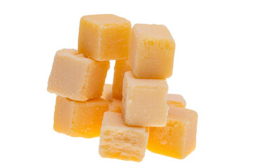 large cubes of cheese isolated