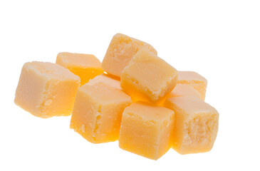 large cubes of cheese isolated