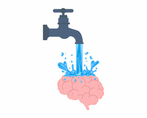 Brain wash changing human thoughts based on personal propaganda Brainwashing flat design.