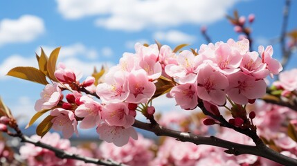 Pink Flowers Blue Sky Behind, HD, Background Wallpaper, Desktop Wallpaper