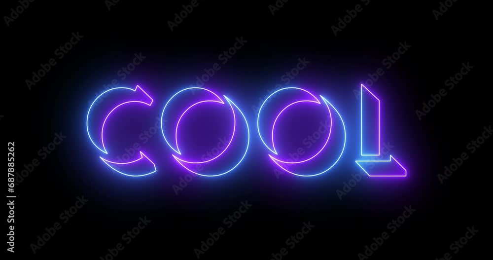 Poster neon-colored cold word text animation with a glowing neon color moving outline on a dark background 