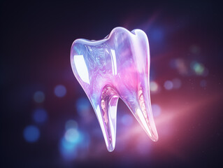 Futuristic tooth.Concept of new technologies in dental treatment. Generative AI. - obrazy, fototapety, plakaty