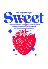 strawberry graphic artwork, risograph style, t shirt design for clothing and hoodie. Vector illustration