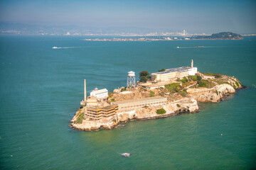 Aerial view of Alcatraz Island in San Francisco
