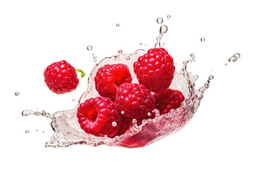 Berry Ballet: Capturing the Grace of Falling Raspberries with Splash isolated on transparent background