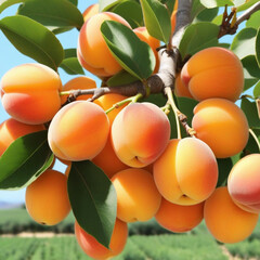 ripe apricots on a tree