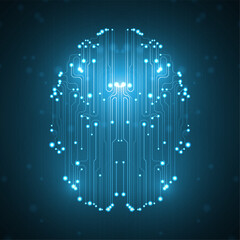 Artificial Intelligence illustration of brain.