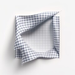Gingham cloth on white background with copyspace. Top view handkerchief  fold it paper napkin for meals checkered Generative AI 
