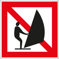 Panneau code de la navigation en eaux intérieures: Navigation interdite pour planche à voile	