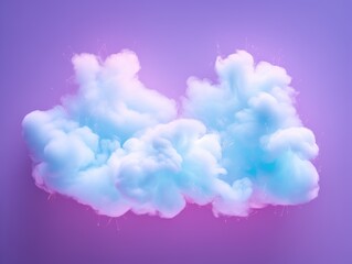 Fototapeta premium Cotton cloud against purple background. Soft, natural copy space. Ai generated image