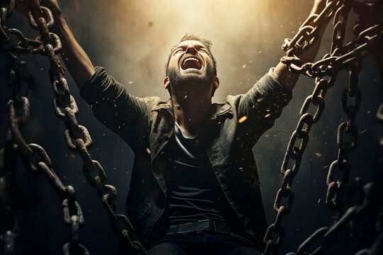 screaming man broke chains