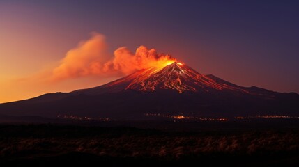 Fototapeta premium The Orange Glow of the Erta Ale Volcano.