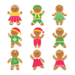 Set of gingerbread vector	