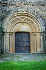 Fototapeta na wymiar San Miguel de Olcoz Romanesque parish, Olcoz, Valdizarbe valley, Navarra, Spain