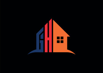 Real Estate GH Logo Design On Creative Vector monogram Logo template.Building Shape GH Logo.