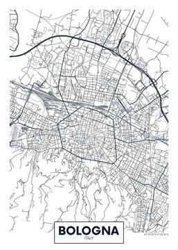 City map Bologna, urban planning travel vector poster design