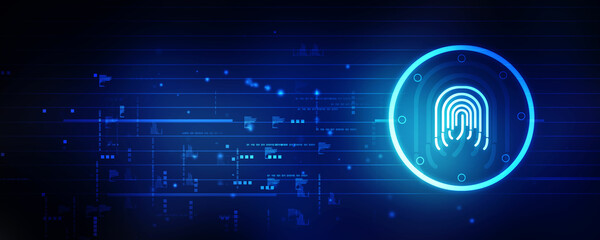 2d Illustration Fingerprint Scanning Technology Concept 
