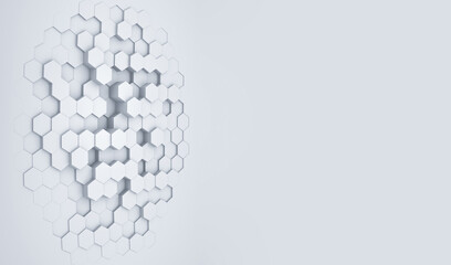 Clear pattern abstract white hexagon background with writing space.