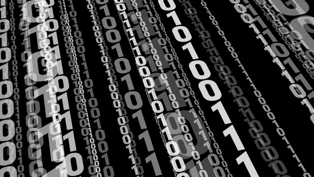 Computer science binary on black exploring abstract concept of binary code on black background, highlighting significance of cyber security and changing landscape of technology
