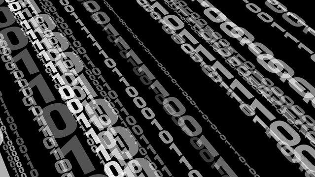 Binary code on black backdrop of abstract binary numbers representing concept of cyber security and data transmission in world of machine learning and deep learning