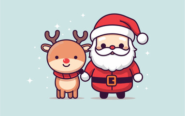 Fototapeta na wymiar Santa with Rudolf