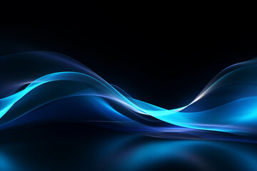 Naklejka premium curved blue neon light wave.