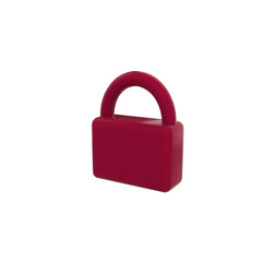 red padlock isolated on white background