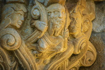 Romanesque church of San Martin de Tours of Artaiz, Janus Trifonte, Unciti valley, Artaiz, Navarra,...