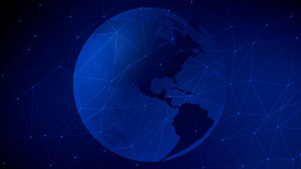 Naklejka premium Rotating globe interconnected lines of news, information, and global updates from usa, europe, asia, africa, australia, and worldwide network on contemporary backdrop for broadcast graphics