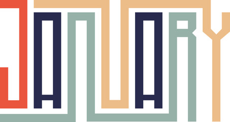 Groovy Retro January Calendar Headers