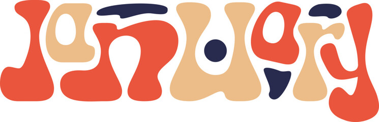 Groovy Retro January Calendar Headers