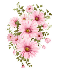 Charming Pink Daisy Chains Clipart, Floral Sublimation Pink Daisy Chains, transparent background, Created using generative AI