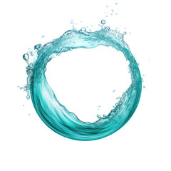 Fototapeta premium Circle and waves formed by a drop of turquoise color falling on the ground. Trend frame and border. Transparent background, empty center for your design
