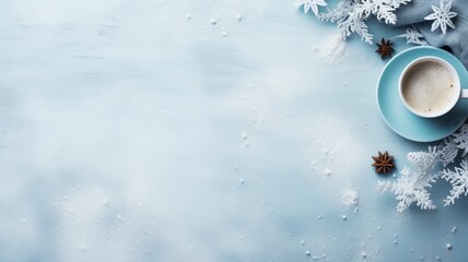 Obraz na płótnie Canvas bright flat lay representing winter with copy space , made by generative ai