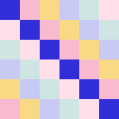 Groovy checkered seamless pattern, vintage aesthetic background, psychedelic checkerboard texture. Funky hippie fashion textile print, retro background with distorted grid tile vector pattern set