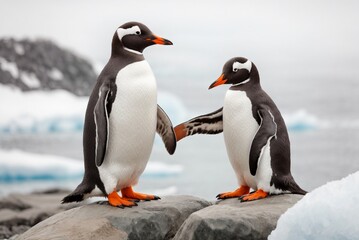Obraz premium Gentoo penguins on the rocks, Antarctic Peninsula, Antarctica