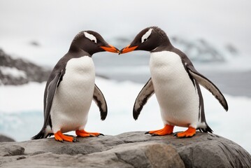 Obraz premium Gentoo penguins on the rocks, Antarctic Peninsula, Antarctica