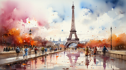 Eiffel Towerh in Paris, France - obrazy, fototapety, plakaty