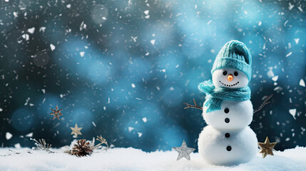 happy snowman wallpapers winter desktop,Christmas snowman with snow and bokeh lights depicts a festive holiday tree adorned with snow and twinkling lights. Suitable for holiday greeting cards