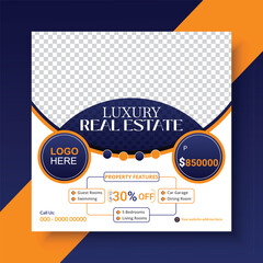 Real estate house property sale banner or social media post design template

