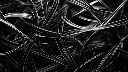 Abstract patterns in tangled wires, black and white color,  background