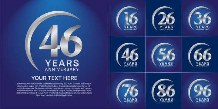 Set of Anniversary Logotype silver color can be use for special day celebration