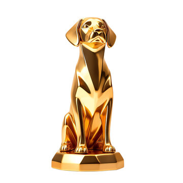 Golden dog award trophy, cut out. Award for first place in dog show