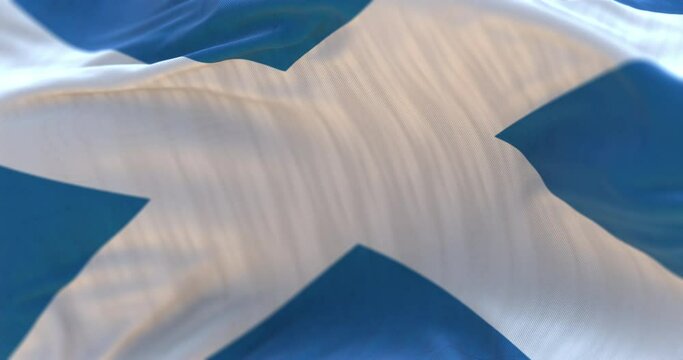 Flag of Scotland waving. Loop
