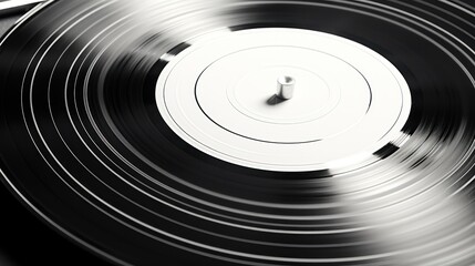 Close-up of a vinyl record, black and white color, background